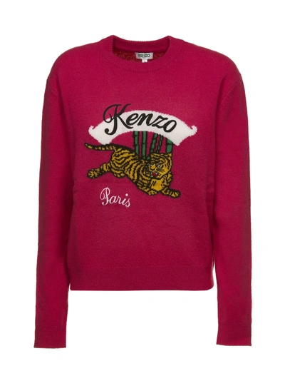 Shop Kenzo Sweater In Fuxia Multicolor