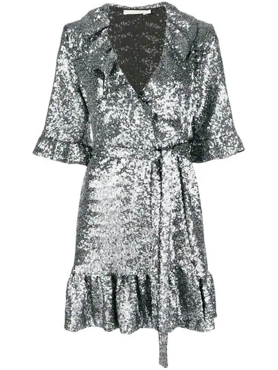Shop Amen Wrapped Short-sleeve Mini Dress - Metallic