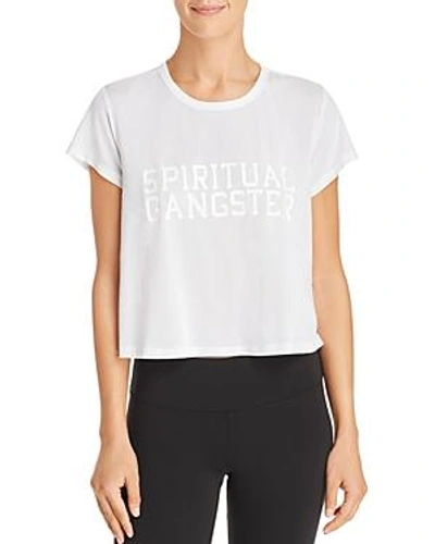 Shop Spiritual Gangster Varsity Logo Cropped Tee In White