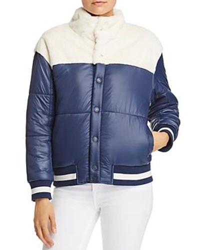 Shop Mother Faux-fur Detail Puffer Jacket In Polar Express
