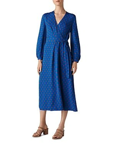 Shop Whistles Maria Dot-printed Silk Wrap Dress In Blue/multi