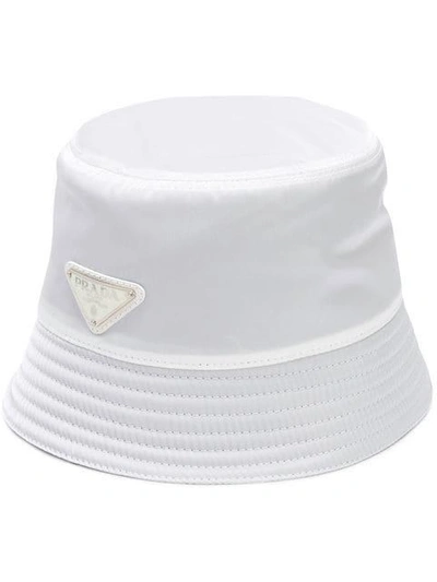 Shop Prada Logo Bucket Hat In White