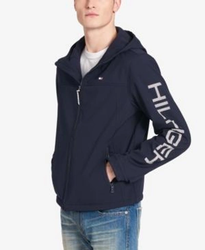 Shop Tommy Hilfiger Men's Hooded Soft-shell Jacket, Created For Macy's In Night Sky