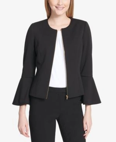 Shop Calvin Klein Bell-sleeve Jacket In Black