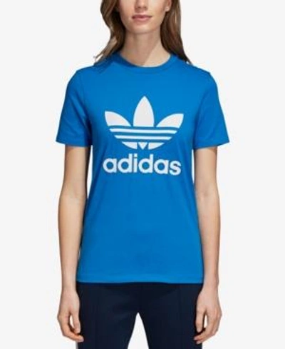 Shop Adidas Originals Adicolor Cotton Trefoil T-shirt In Bluebird