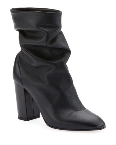 Shop Aquazzura Boogie Scrunch Leather Booties In Black