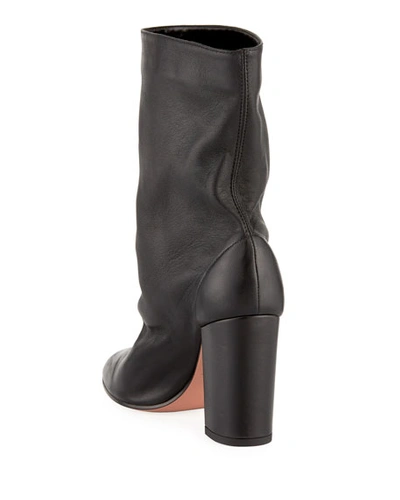 Shop Aquazzura Boogie Scrunch Leather Booties In Black