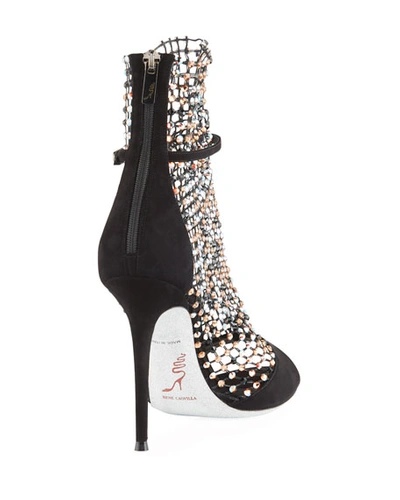 Shop René Caovilla Galaxia Mesh Strass Caged High-heel Sandals In Black