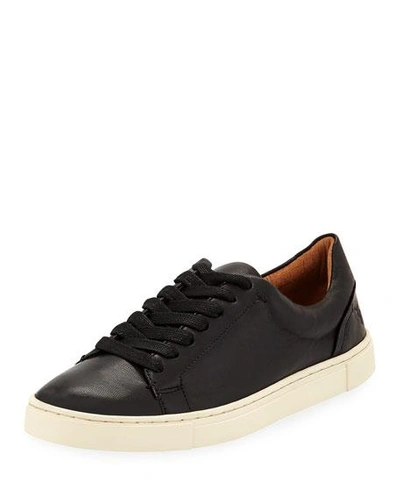 Shop Frye Ivy Soft Leather Lace-up Low-top Sneakers In Black