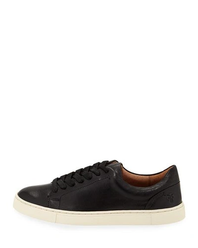 Shop Frye Ivy Soft Leather Lace-up Low-top Sneakers In Black