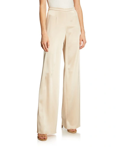 Shop St John Liquid Satin Wide-leg Pants In Champagne