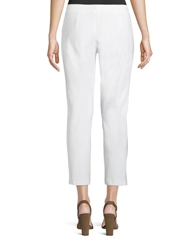 Shop Eileen Fisher Washable Stretch-crepe Slim Ankle Pants In White