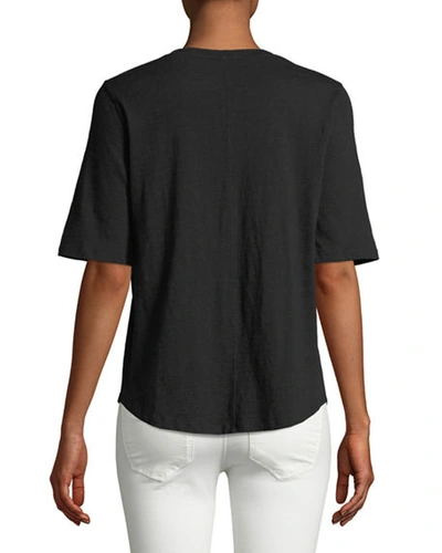 Shop Eileen Fisher Organic Cotton Slub Tee Shirt In Black