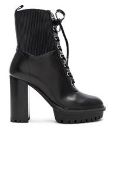 Shop Gianvito Rossi Leather & Eco Stretch Martis Platform Ankle Boots In Black