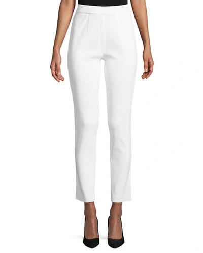 Shop Misook Slim-leg Pull-on Ankle Pants In White