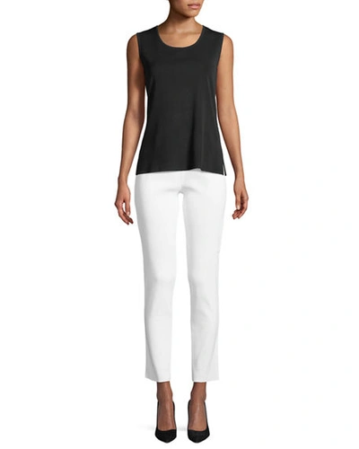 Shop Misook Slim-leg Pull-on Ankle Pants In White