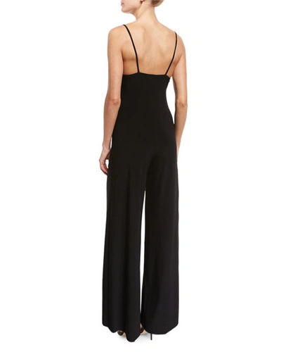 Norma Kamali Backless V-neck Wide-leg Jumpsuit In Black