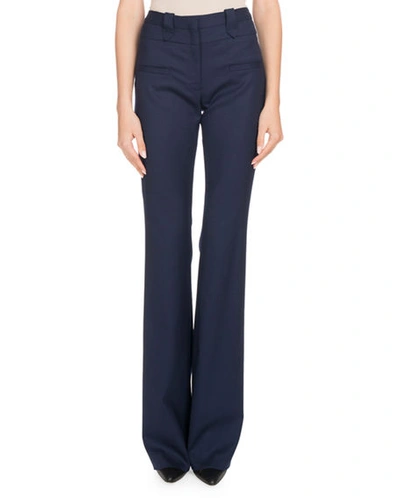 Shop Altuzarra High-waist Boot-cut Wool Pants In Navy