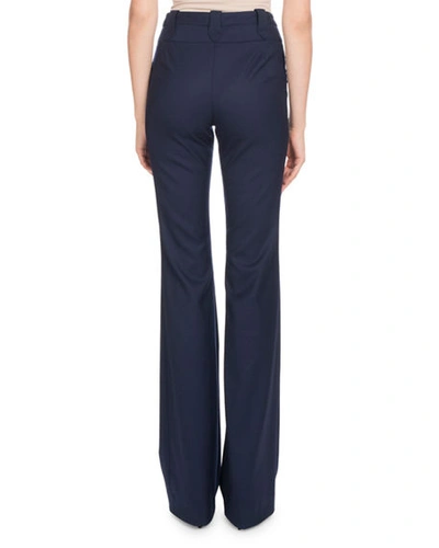 Shop Altuzarra High-waist Boot-cut Wool Pants In Navy