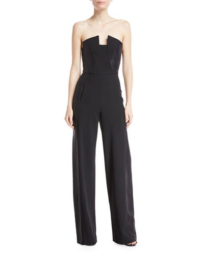 Shop Black Halo Lena Strapless Tuxedo Jumpsuit In Black-black