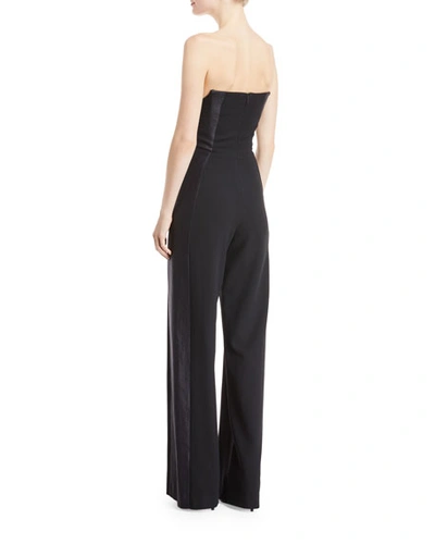 Shop Black Halo Lena Strapless Tuxedo Jumpsuit In Black-black