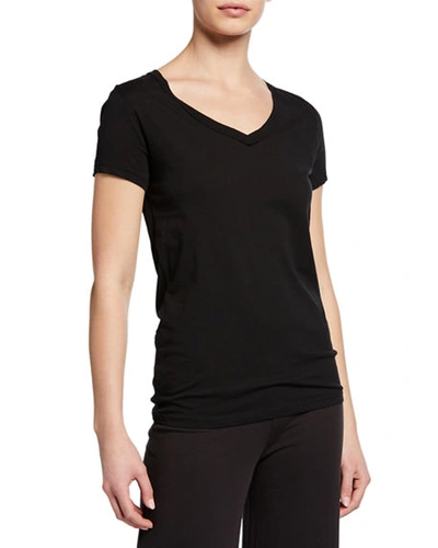 Shop Skin Easy V-neck Cotton Tee In Black