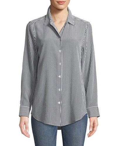 Shop Equipment Essential Button-front Striped Silk Shirt In White/black