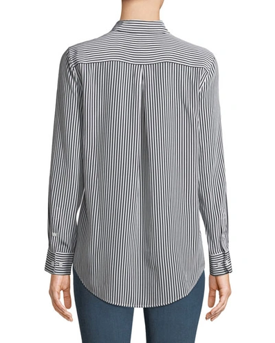 Shop Equipment Essential Button-front Striped Silk Shirt In White/black