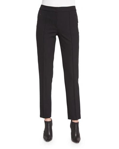 Shop Escada Straight-leg Techno Ankle Pants In Black