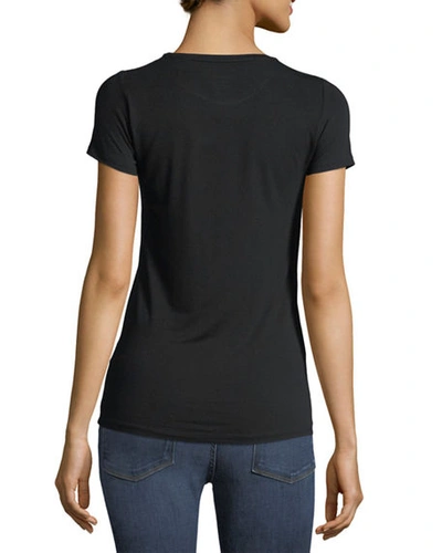 Majestic Soft Touch Raw-edge Crewneck Tee In Black