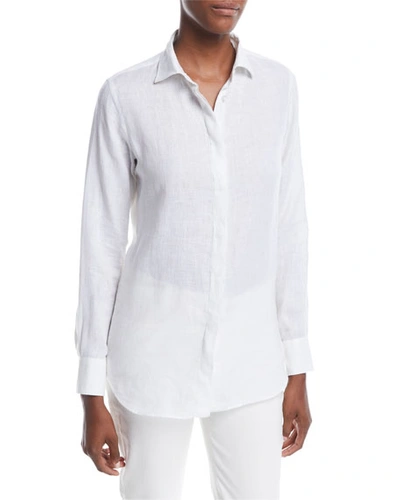 Shop Loro Piana Kara Solaire Delave Linen Shirt In White