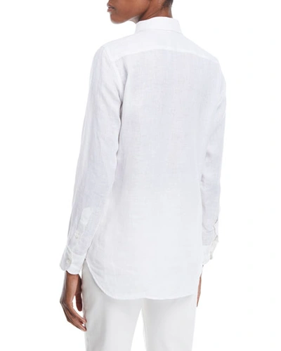 Shop Loro Piana Kara Solaire Delave Linen Shirt In White