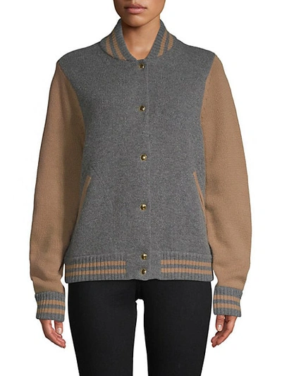 Shop Marc Jacobs Wool & Cashmere Varsity Jacket In Grey