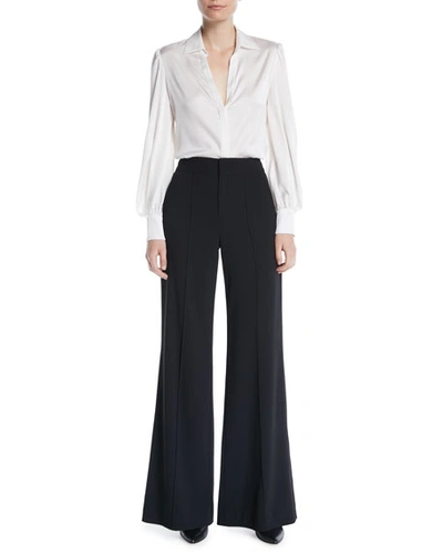Shop Alice And Olivia Dylan High-waist Wide-leg Pants In Black