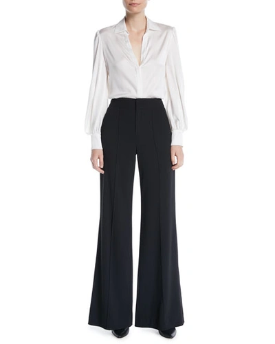 Alice And Olivia Athena Flared Wide Leg Trousers In Black