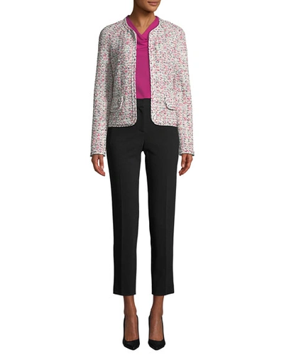 St John St. John Collection 'jennifer' Crepe Marocain Ankle Pants In Caviar