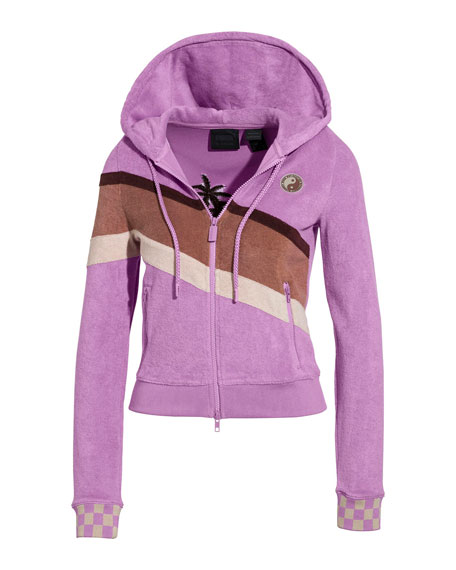Fenty X Puma Fenty Puma X Rihanna Embroidered Color Block Terry Hoodie In Purple Modesens