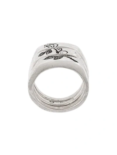 Shop Henson Engraved Rose Split Ring - Metallic