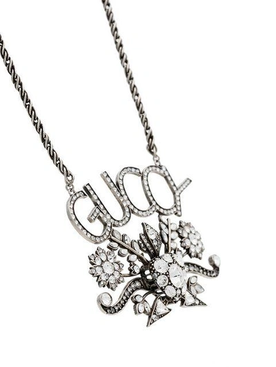 Shop Gucci Guccy Halskette Mit Kristallen In Metallic