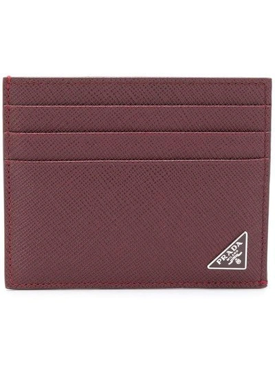 Shop Prada Logo Plaque Card Holder - Red