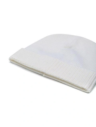 Shop Stone Island Shadow Project Ribbed Knit Beanie In White