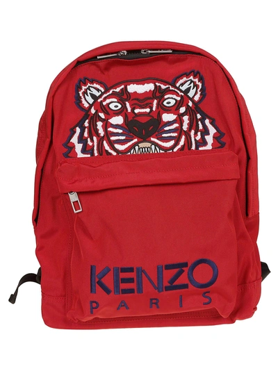 Shop Kenzo Tiger Embroidered Backpack In Medium Red