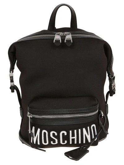 Shop Moschino Embroidered Logo Sport Backpack In Bnero