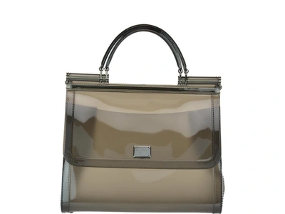 Shop Dolce & Gabbana Semi-transparent Rubber Sicily Handbag In Smoke/multicolor