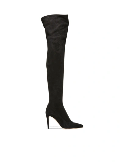 Shop Sergio Rossi Pointed Over-the-knee Boots In Nero