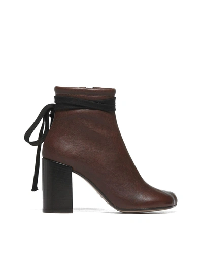 Shop Mm6 Maison Margiela Tabi Ankle Boots In Moro