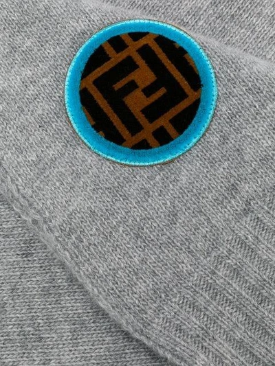 Shop Fendi Ff Logo Patch Scarf - Grey