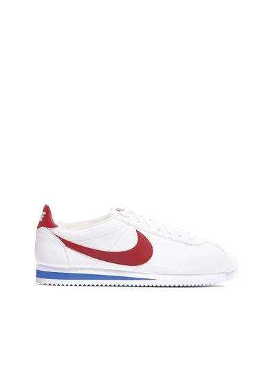 Shop Nike Cortez Sneakers In Bianco Rosso Blu