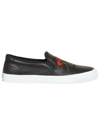 Shop Kenzo Tiger Slip-on Sneakers In Black