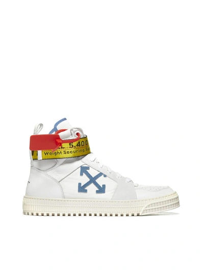 Shop Off-white Logo Hi-top Sneakers In Bianco Blu